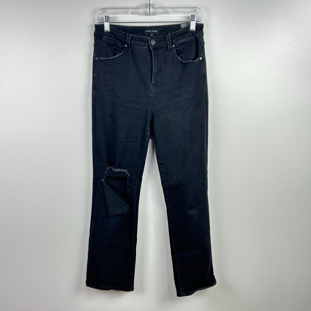 Risen Jeans Black Distressed Relaxed Fit Denim Jeans High Rise Womens Size 9